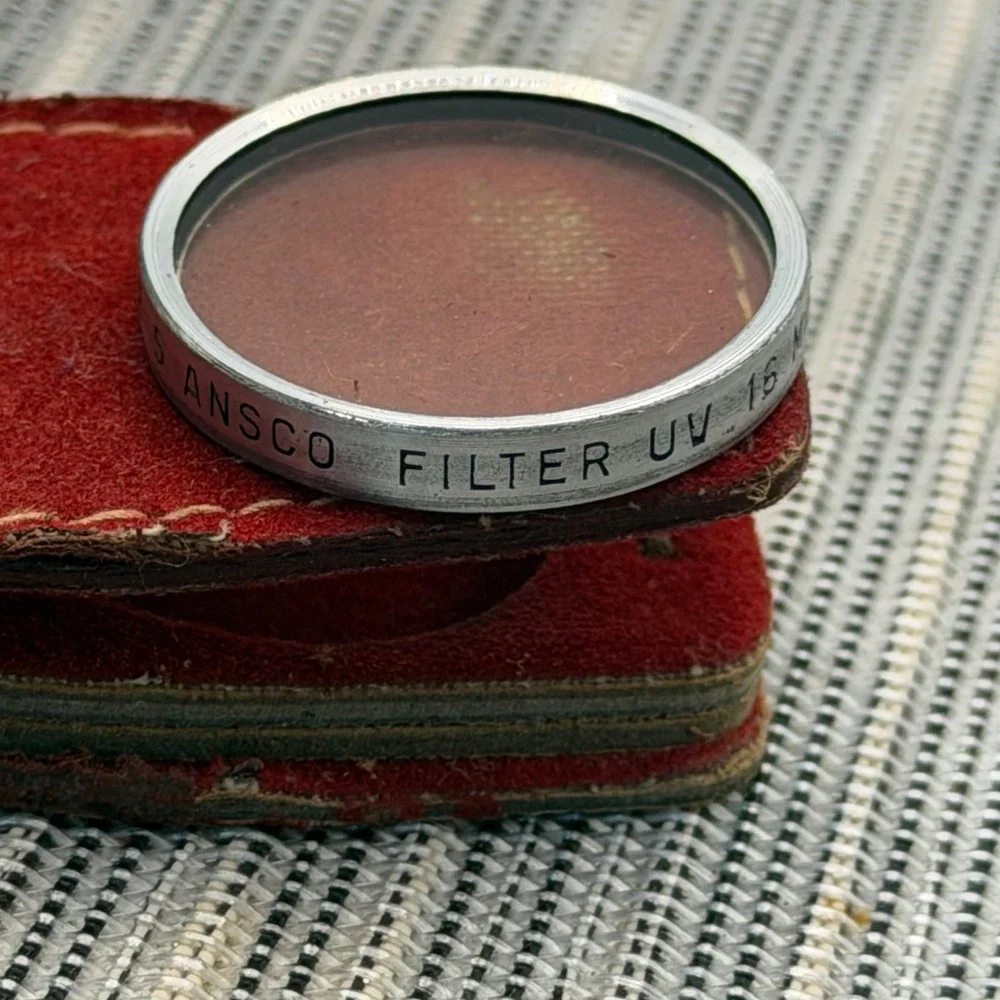 Vintage Ansco Leather‎ Camera Case and Filter Wallet with UV 16 Kodak Filters
